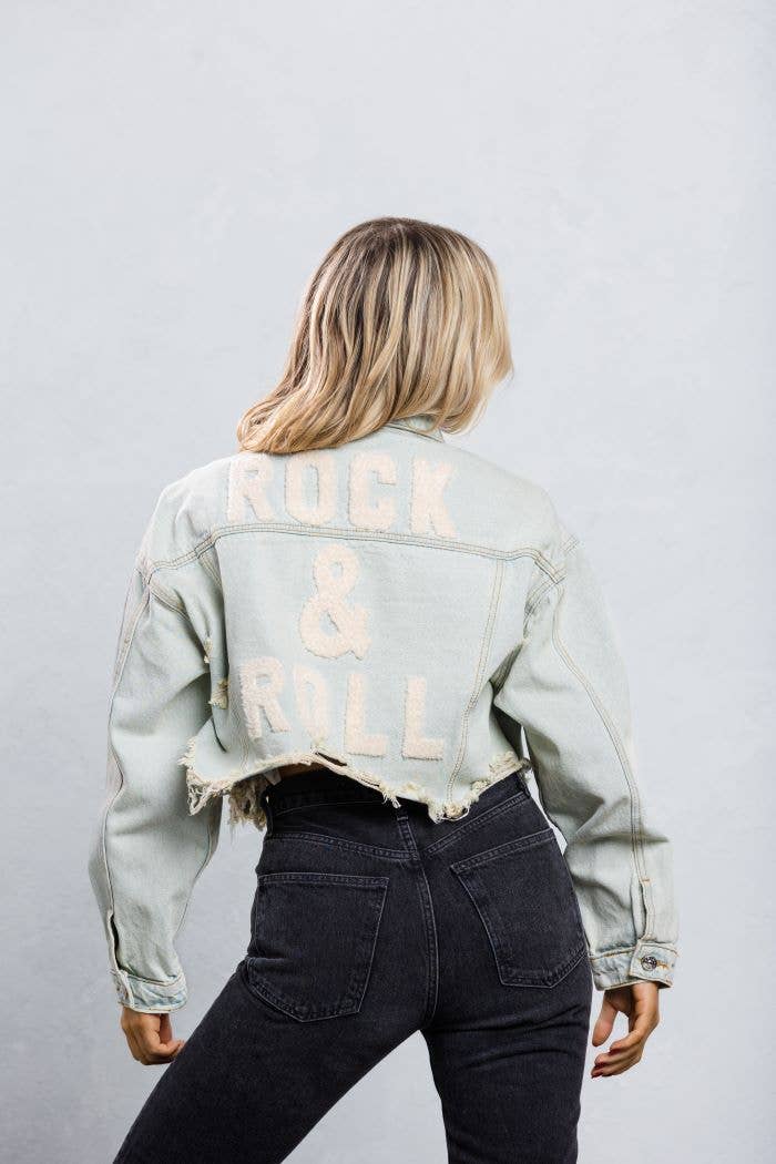 Trio Urban - Rock and Roll Crop Denim Jacket: Black / M/L