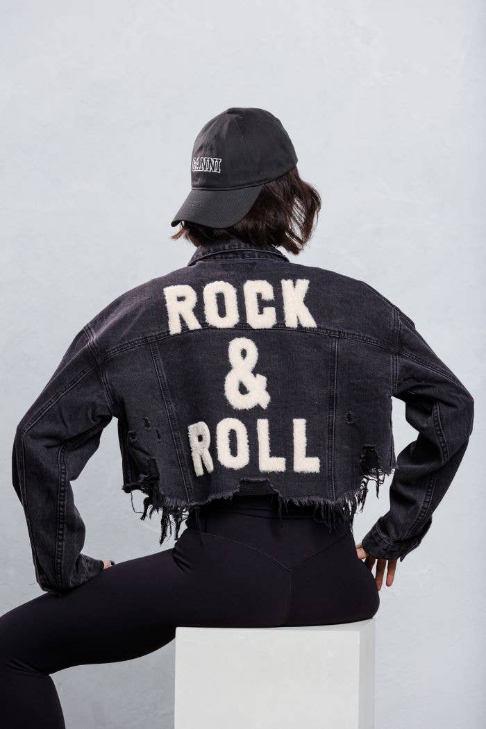 Trio Urban - Rock and Roll Crop Denim Jacket: Black / M/L