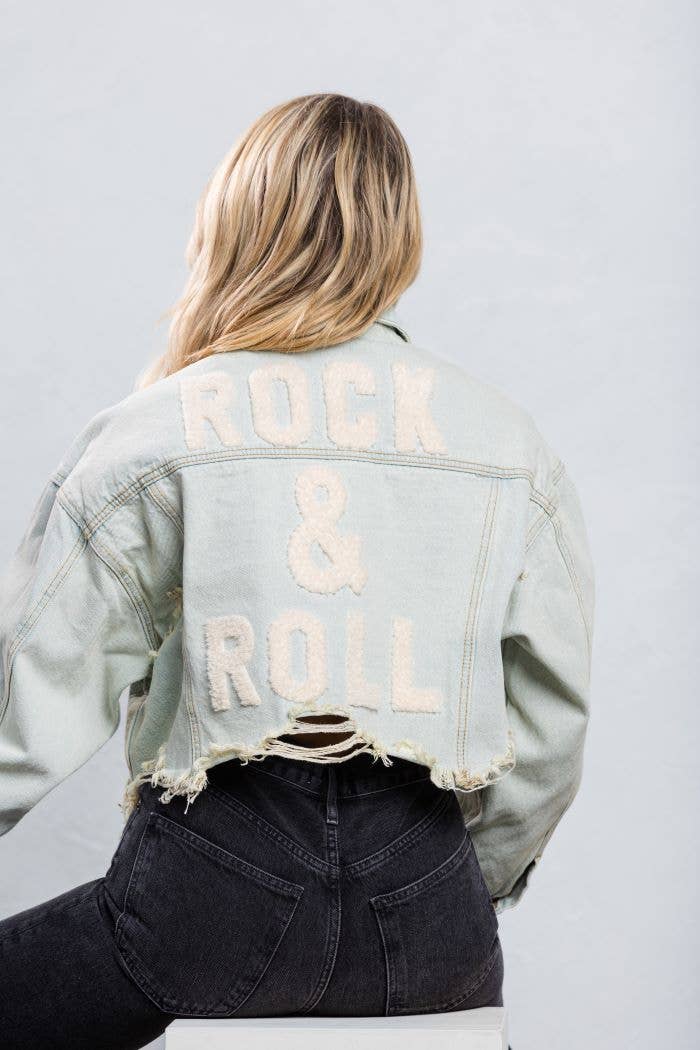 Trio Urban - Rock and Roll Crop Denim Jacket: Black / M/L