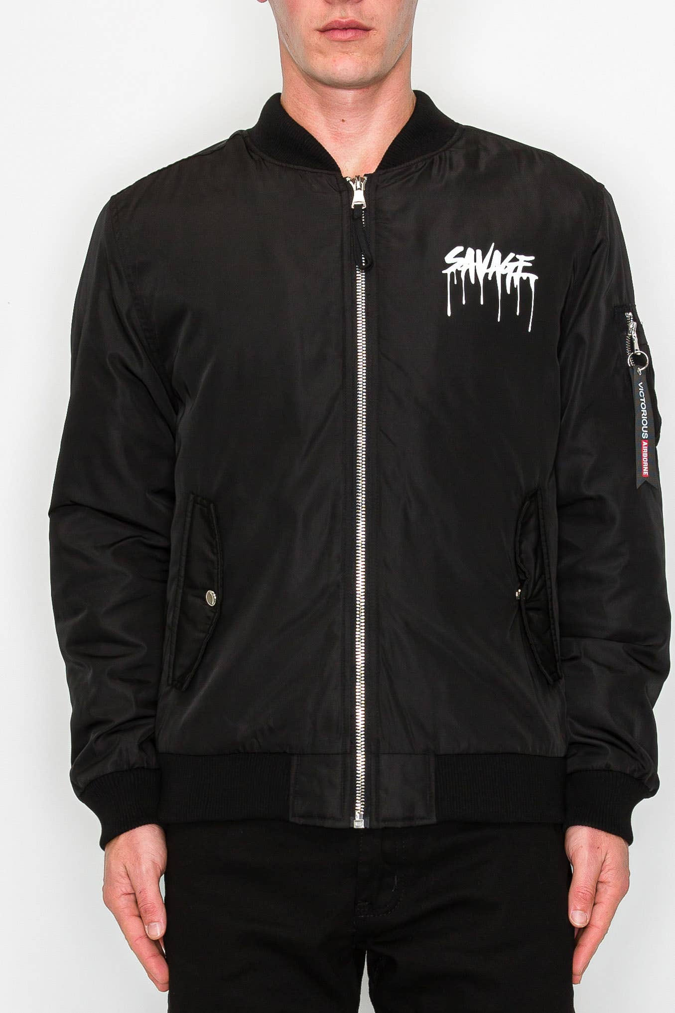 Victorious - JK5099 Savage Bomber Jacket (Prepack): BLACK / A PACK(S-M-L-XL / 1-2-2-1) 6 PCS