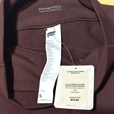 🚺S US — Fabletics PowerHold On-The-Go High-Waisted Leggings [BROWN/YELLOW] TALL