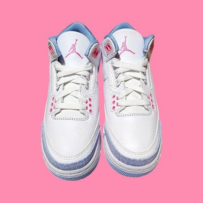 🚺3.5Y US — Air Jordan 3 Retro GS 2025 [WHITE/PINK GLOW–COBALT BLISS] HQ0784–101