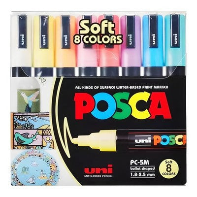 💥NIB💥 Uni POSCA PC-5M Water–Based Paint Markers Set [8–SOFT COLOURS]