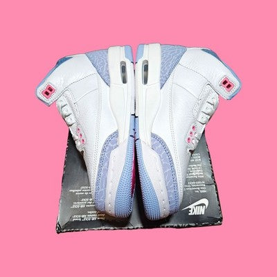 🚺3.5Y US — Air Jordan 3 Retro GS 2025 [WHITE/PINK GLOW–COBALT BLISS] HQ0784–101