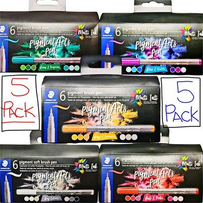 💥NIB💥 [x5] STAEDTLER 6 Pigment Brush Pen—Multicolor‼️$95 VALUE‼️😱