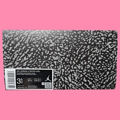🚺3.5Y US — Air Jordan 3 Retro GS 2025 [WHITE/PINK GLOW–COBALT BLISS] HQ0784–101