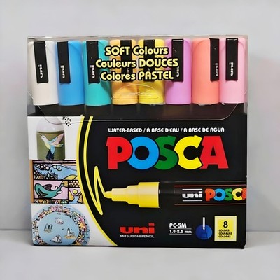 💥NIB💥 Uni POSCA PC-5M Water–Based Paint Markers Set [8–SOFT COLOURS]