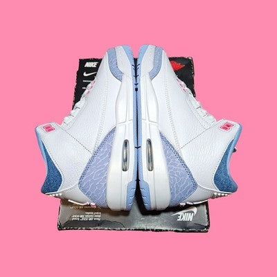 🚺3.5Y US — Air Jordan 3 Retro GS 2025 [WHITE/PINK GLOW–COBALT BLISS] HQ0784–101