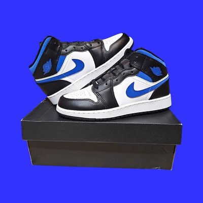 🚹 6.5Y US — Air Jordan 1 Mid GS 2021 [WHITE/RACER BLUE–BLACK] 554725–140
