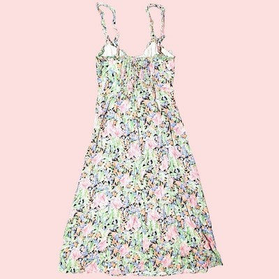 🚺 S US — Zara Floral Print Midi Dress w/ Ruffle Straps & Slit