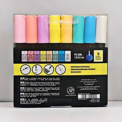 💥NIB💥 Uni POSCA PC-5M Water–Based Paint Markers Set [8–SOFT COLOURS]