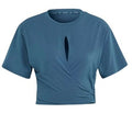 🚺 S US — adidas Luxe Yoga Studio Cropped T-shirt [TEAL] IL3962