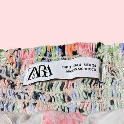 🚺 S US — Zara Floral Print Midi Dress w/ Ruffle Straps & Slit