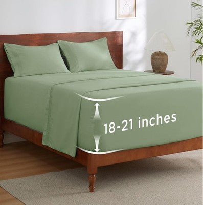 💥NEW💥 QUEEN SIZED—BedSure GentleSoft™ 4pc Deep Pocket Sheet Set [SAGE GREEN]