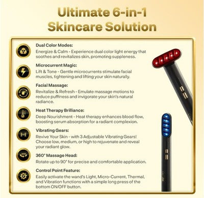 💥NIB💥 GLO24K 6-in-1 Beauty Therapy Wand—Advanced Anti-aging LED Light Therapy