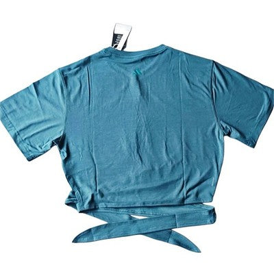 🚺 S US — adidas Luxe Yoga Studio Cropped T-shirt [TEAL] IL3962