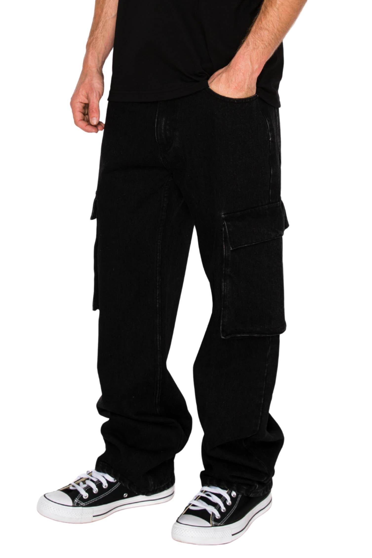 Victorious - DL901 ANCHOR Baggy Fit Cargo Denim Jeans: Light Indigo / B PACK : 30 2 / 32 4 / 34 3 / 36 2 / 38 1 - 12 PCS