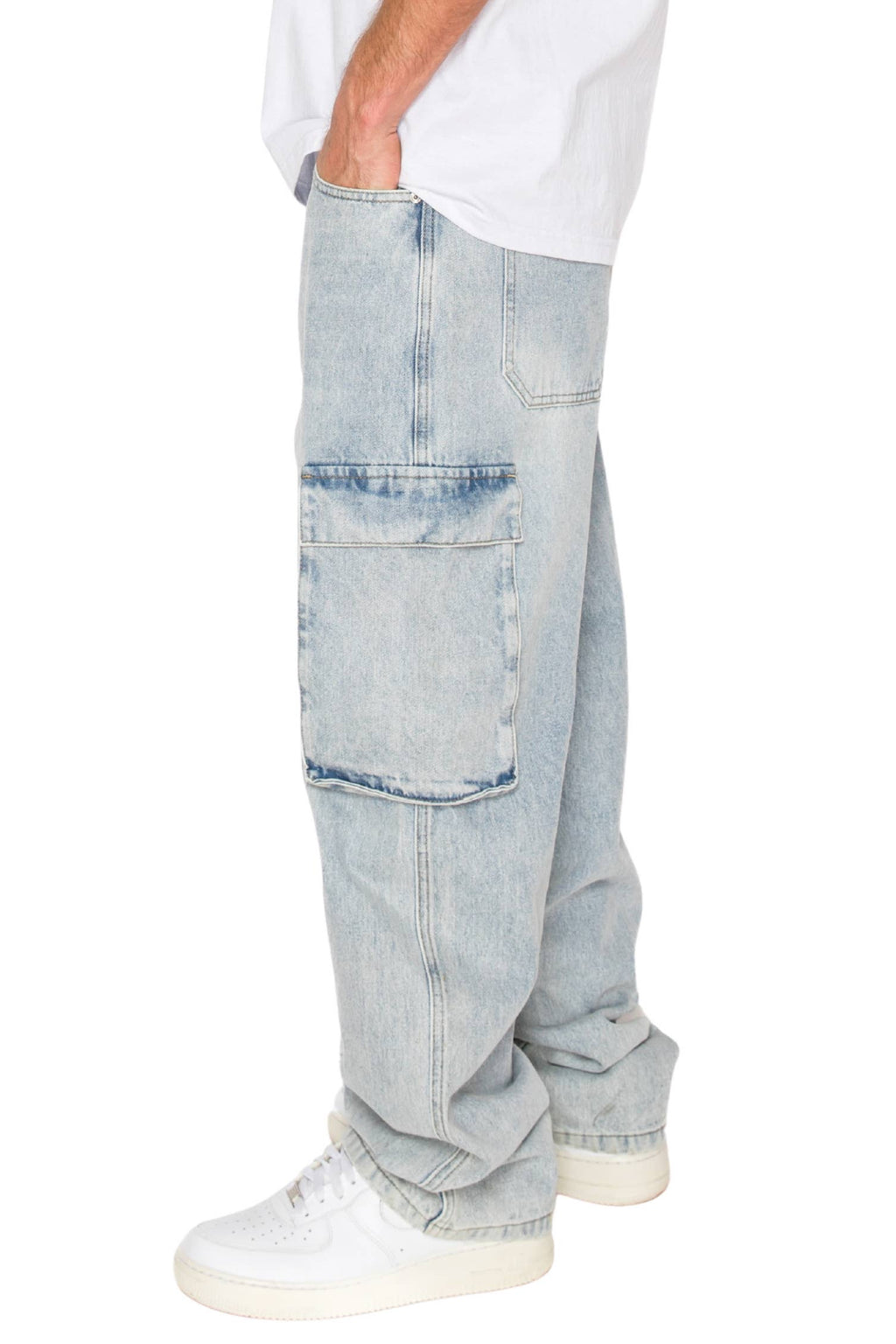 Victorious - DL901 ANCHOR Baggy Fit Cargo Denim Jeans: Light Indigo / B PACK : 30 2 / 32 4 / 34 3 / 36 2 / 38 1 - 12 PCS