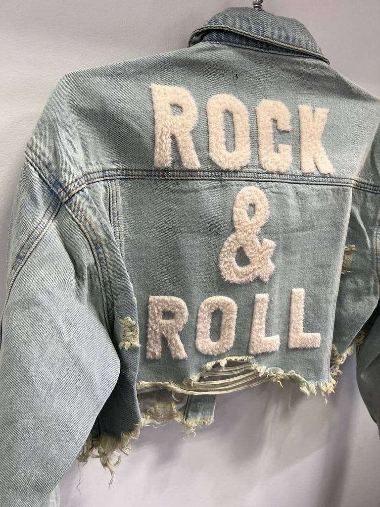 Trio Urban - Rock and Roll Crop Denim Jacket: Black / S/M