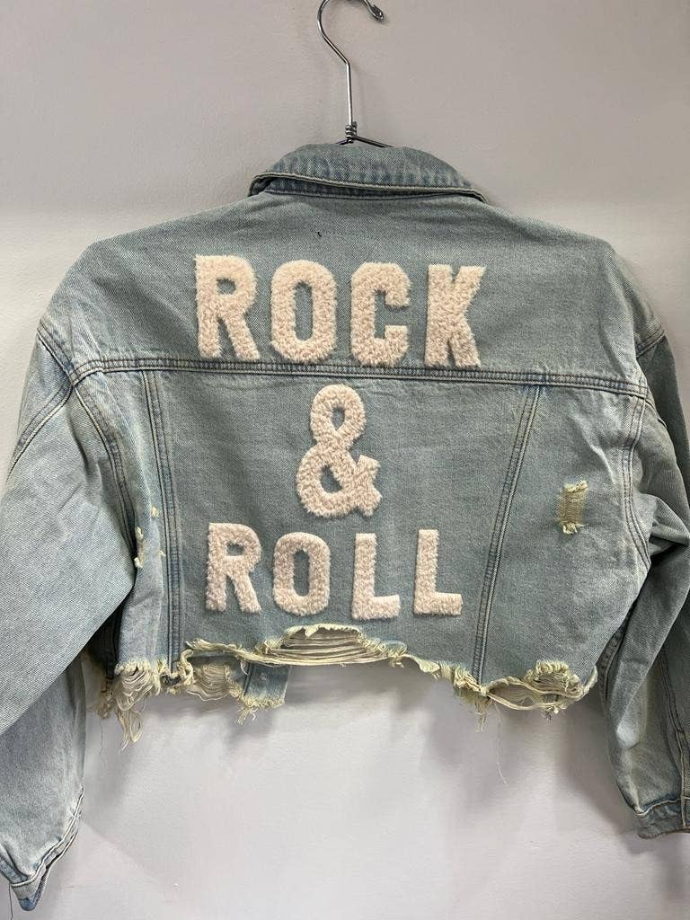 Trio Urban - Rock and Roll Crop Denim Jacket: Black / S/M