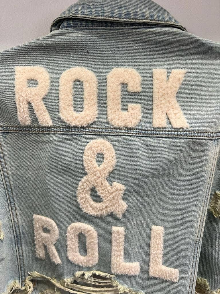 Trio Urban - Rock and Roll Crop Denim Jacket: Black / M/L