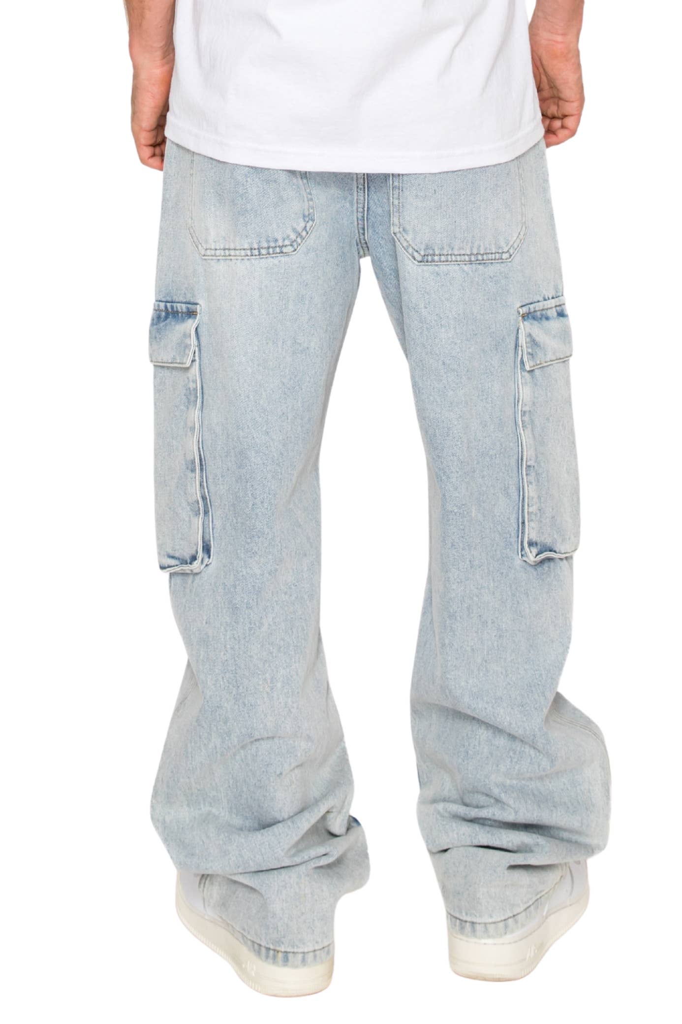 Victorious - DL901 ANCHOR Baggy Fit Cargo Denim Jeans: Light Indigo / B PACK : 30 2 / 32 4 / 34 3 / 36 2 / 38 1 - 12 PCS