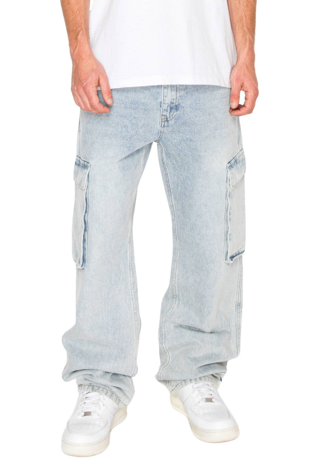 Victorious - DL901 ANCHOR Baggy Fit Cargo Denim Jeans: Light Indigo / B PACK : 30 2 / 32 4 / 34 3 / 36 2 / 38 1 - 12 PCS