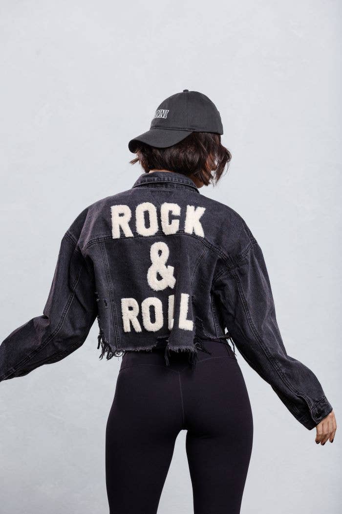 Trio Urban - Rock and Roll Crop Denim Jacket: Black / S/M